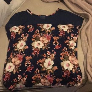 Floral see-thru top shirt